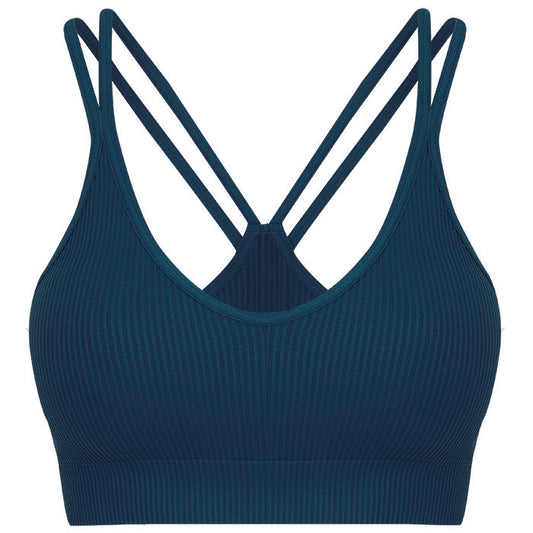 NEW! Lupo Ribbed Sports Bra with Removable Padding and Double Straps